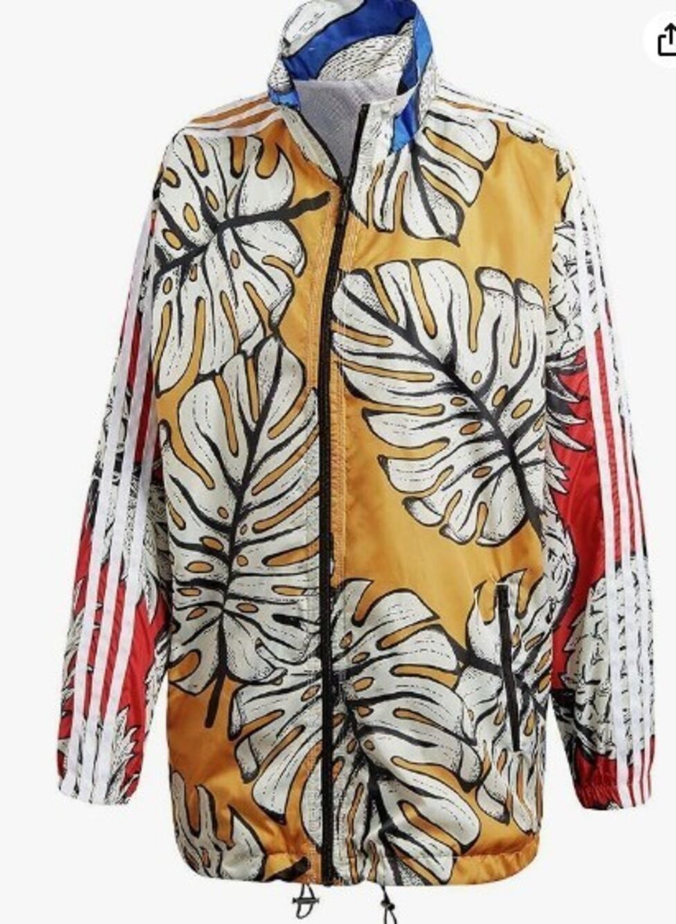 Adidas x Farm Rio Yellow Palm Graphic Brazil Windbreaker Zip Jacket small women